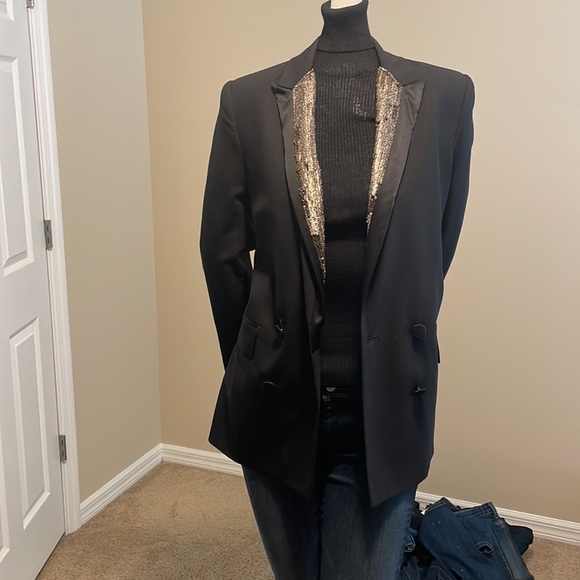 ADAM LIPPES OVERSIZED STATEMENT TUXEDO PIECE EMBELLISHED WOOL ELASTANE NWOT 2 - Picture 15 of 17